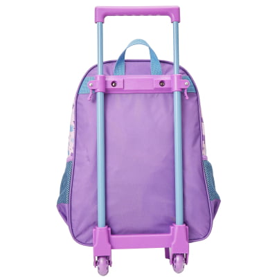Kit Mochila de Rodinhas Escolar + Lancheira da Disney Frozen Holográfico Tam. 14