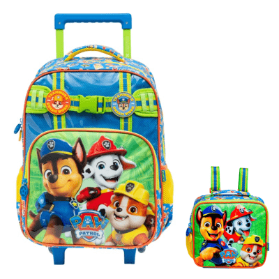 Kit Mochila de Rodinhas Escolar S1 Tam.16 + Lancheira da Patrulha Canina