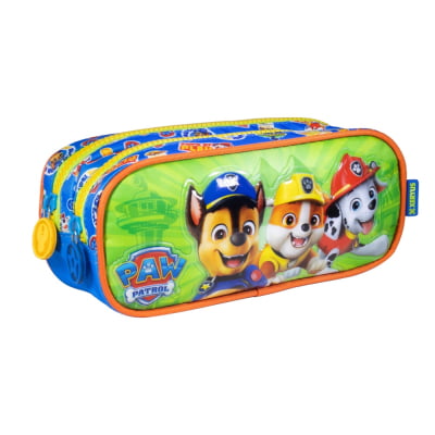 Kit Mochila de Rodinhas Escolar S1 Tam.16 + Lancheira + Estojo Duplo da Patrulha Canina