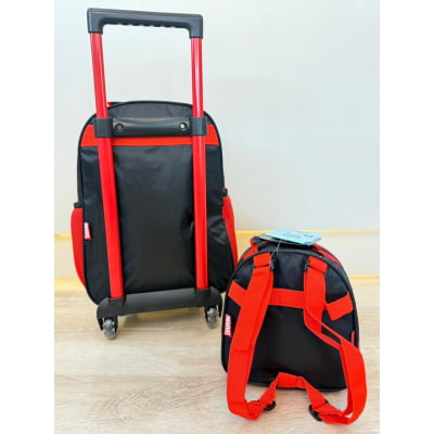 Kit Mochila de Rodinhas Escolar Tam.16 + Lancheira do Homem Aranha