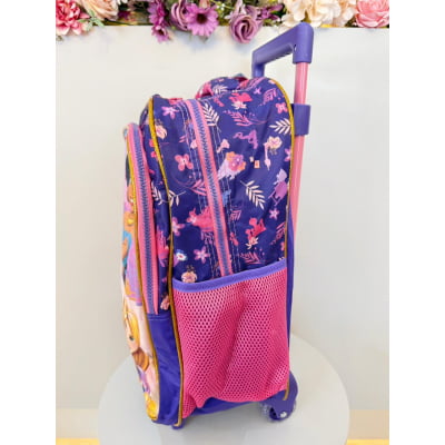 Kit Mochila de Rodinhas + Estojo Triplo Escolar Princesas da Disney Glitter