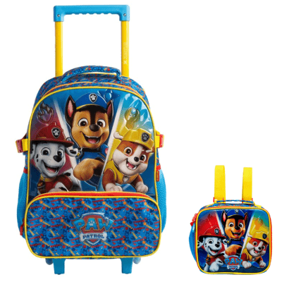 Kit Mochila de Rodinhas Tam.16 e Lancheira Térmica Escolar da Patrulha Canina S2