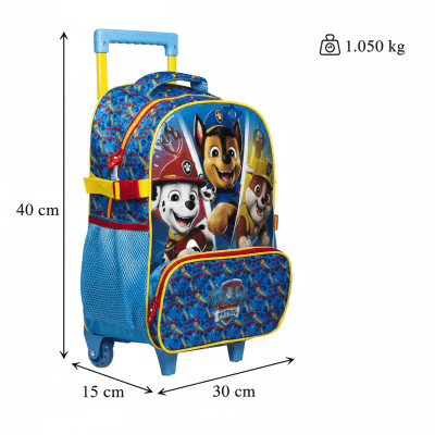 Kit Mochila de Rodinhas Tam.16 e Lancheira Térmica Escolar da Patrulha Canina S2