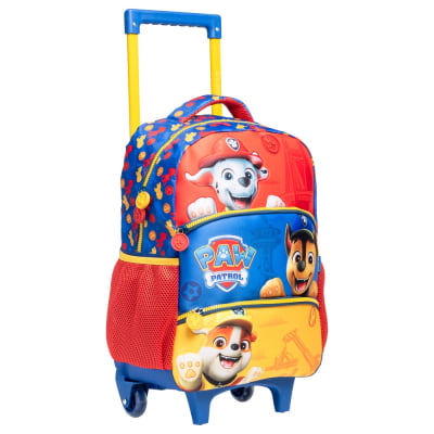 Kit Mochila de Rodinhas Tam.16 + Lancheira Térmica e Estojo Box Escolar da Patrulha Canina SE