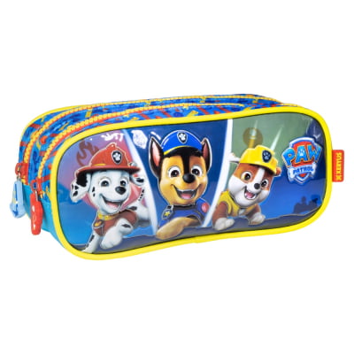 Kit Mochila de Rodinhas Tam.16 + Lancheira Térmica e Estojo Duplo Escolar da Patrulha Canina S2