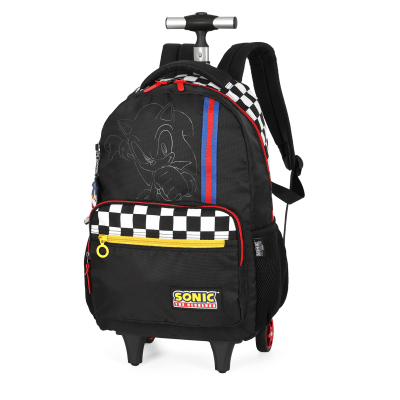 Kit Mochila Escolar Costa C/ Rodinha Juvenil Tam. 16 + Lancheira do Sonic Hedgehog  Preta