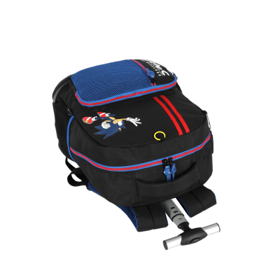 Kit Mochila Escolar Costa C/ Rodinha Tam. 16 + Lancheira Térmica do Sonic Hedgehog Juvenil Preto e Azul