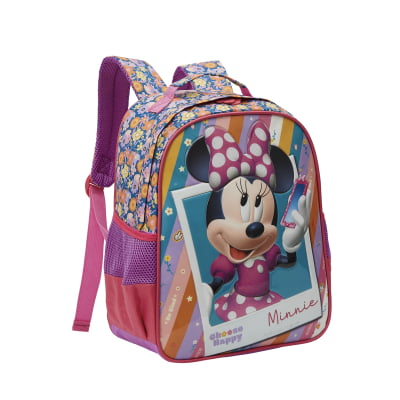 Kit Mochila Escolar + Estojo Duplo Minnie no Celular