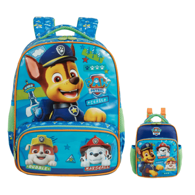 Kit Mochila Escolar + Lancheira da Patrulha Canina Azul