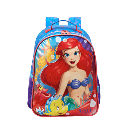 Kit Mochila Escolar + Lancheira da Princesa Disney Ariel Metálica