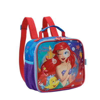 Kit Mochila Escolar + Lancheira da Princesa Disney Ariel Metálica