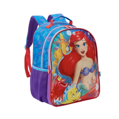Kit Mochila Escolar + Lancheira da Princesa Disney Ariel Metálica