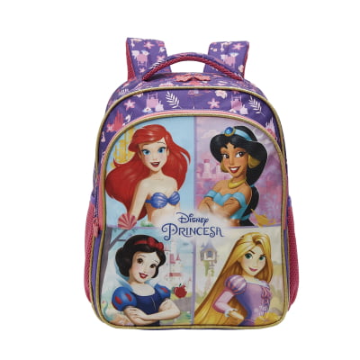 Kit Mochila + Estojo triplo Escolar Princesas da Disney Glitter