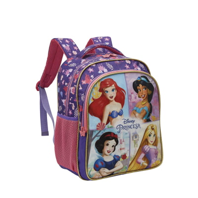 Kit Mochila + Estojo triplo Escolar Princesas da Disney Glitter