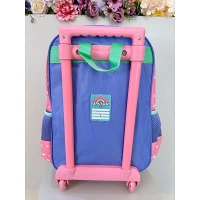 Kit Mochila Infantil C/ Rodinhas + Estojo Box Unicórnio Colorida Up4you