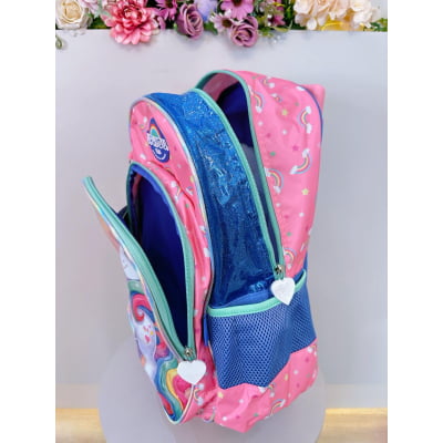 Kit Mochila Infantil C/ Rodinhas + Estojo Box Unicórnio Colorida Up4you