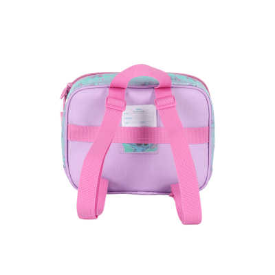 Kit Mochila Infantil C/ Rodinhas Lilás Tam. 16 + Lancheira Térmica + Estojo Simples Angel e Stitch