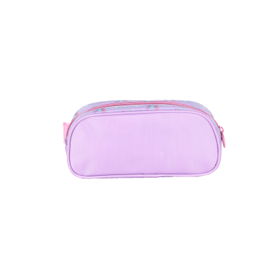 Kit Mochila Infantil C/ Rodinhas Lilás Tam. 16 + Lancheira Térmica + Estojo Simples Angel e Stitch