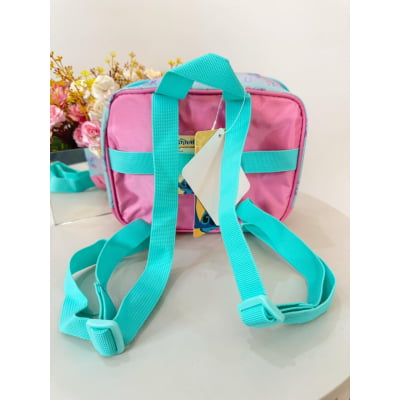 Kit Mochila Infantil C/ Rodinhas Tam. 16 + Lancheira Térmica Lilo e Stitch