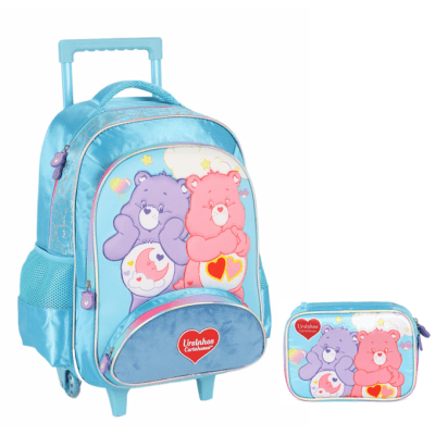 Kit Mochila Infantil c/ Rodinhas Tam.16 + Estojo Box dos Ursinhos Carinhosos Azul Kit Mochila Infantil c/ Rodinhas Tam.16 + Estojo Box dos Ursinhos Carinhosos Azul