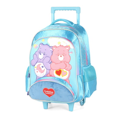 Kit Mochila Infantil c/ Rodinhas Tam.16 + Estojo Box dos Ursinhos Carinhosos Azul