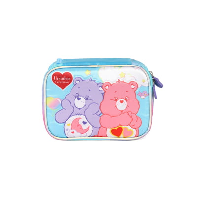 Kit Mochila Infantil Tam. 16 + Estojo Box + Lancheira Térmica Ursinhos Carinhosos Azul