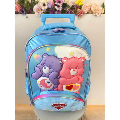 Kit Mochila Infantil Tam. 16 + Estojo Box + Lancheira Térmica Ursinhos Carinhosos Azul