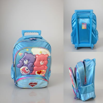 Kit Mochila Infantil Tam. 16 + Estojo Box + Lancheira Térmica Ursinhos Carinhosos Azul