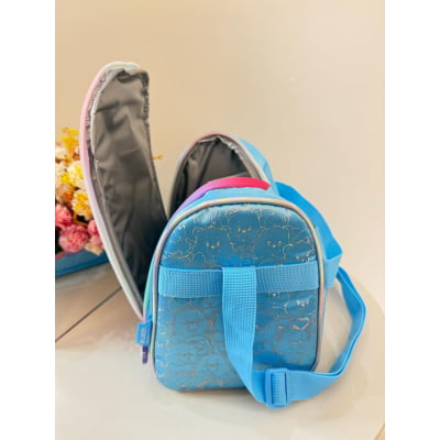 Kit Mochila Infantil Tam. 16 + Estojo Box + Lancheira Térmica Ursinhos Carinhosos Azul