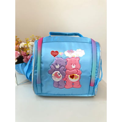 Kit Mochila Infantil Tam. 16 + Estojo Box + Lancheira Térmica Ursinhos Carinhosos Azul