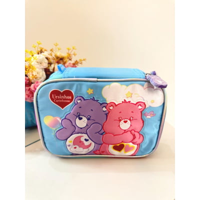 Kit Mochila Infantil Tam. 16 + Estojo Box + Lancheira Térmica Ursinhos Carinhosos Azul