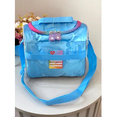 Kit Mochila Infantil Tam. 16 + Estojo Box + Lancheira Térmica Ursinhos Carinhosos Azul
