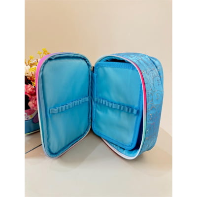 Kit Mochila Infantil Tam. 16 + Estojo Box + Lancheira Térmica Ursinhos Carinhosos Azul