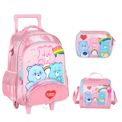 Kit Mochila Infantil Tam. 16 + Estojo Box + Lancheira dos Ursinhos Carinhosos Rosa Kit Mochila Infantil Tam. 16 + Estojo Box + Lancheira dos Ursinhos Carinhosos Rosa