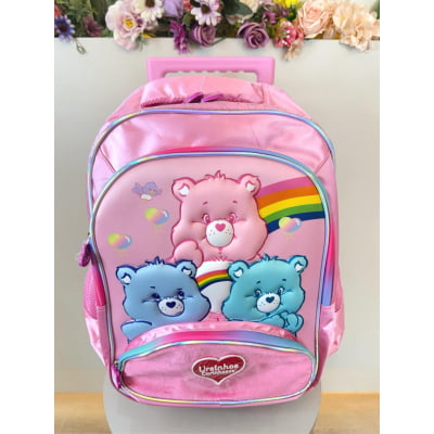 Kit  Mochila Infantil Tam.16 + Estojo Box + Lancheira dos Ursinhos Carinhosos Rosa