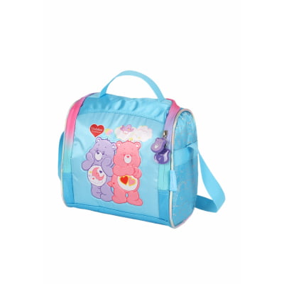 Kit Mochila Infantil c/ Rodinhas Tam. 16 + Lancheira Térmica Ursinhos Carinhosos Azul