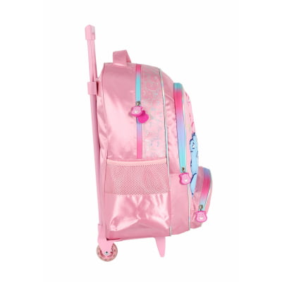 Kit Mochila Infantil c/ Rodinhas Tam. 16 + Lancheira Térmica dos Ursinhos Carinhosos Rosa