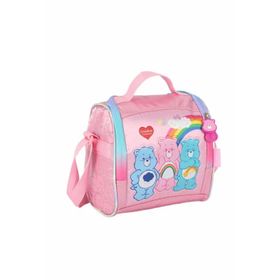Kit Mochila Infantil c/ Rodinhas Tam. 16 + Lancheira Térmica dos Ursinhos Carinhosos Rosa