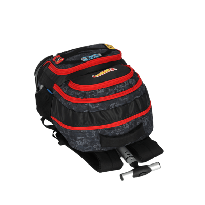 Kit Mochila Infantil Com Rodinhas + Estojo Box + Garrafinha do Hotwheels Preto