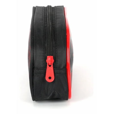 Kit Mochila Infantil Com Rodinhas + Estojo Simples do Hotwheels Race Preta e Vermelha