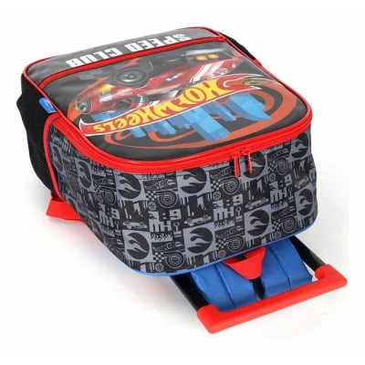 Kit Mochila Infantil Com Rodinhas + Estojo Simples do Hotwheels Speed Club