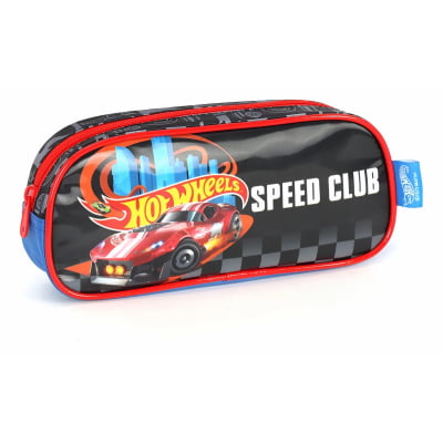 Kit Mochila Infantil Com Rodinhas + Estojo Simples do Hotwheels Speed Club