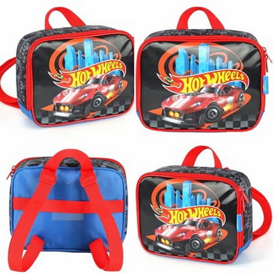 Kit Mochila Infantil Com Rodinhas + Lancheira Térmica do Hotwheels Speed Club