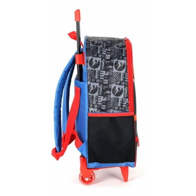 Kit Mochila Infantil Com Rodinhas + Lancheira Térmica + Estojo Simples do Hotwheels Speed Club