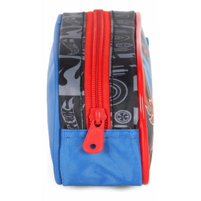 Kit Mochila Infantil Com Rodinhas + Lancheira Térmica + Estojo Simples do Hotwheels Speed Club