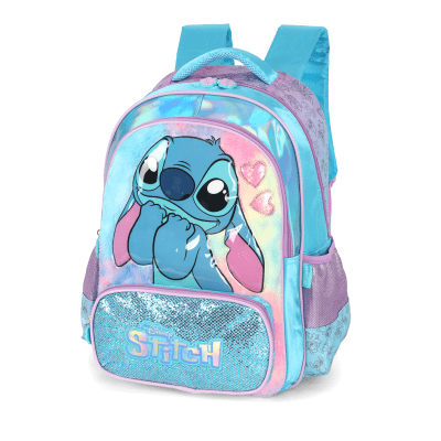 Kit Mochila Infantil Costas + Estojo Box da Lilo Stitch e Angel Azul