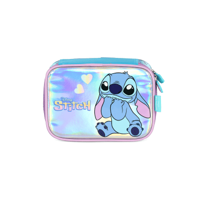 Kit Mochila Infantil Costas + Estojo Box da Lilo Stitch e Angel Azul