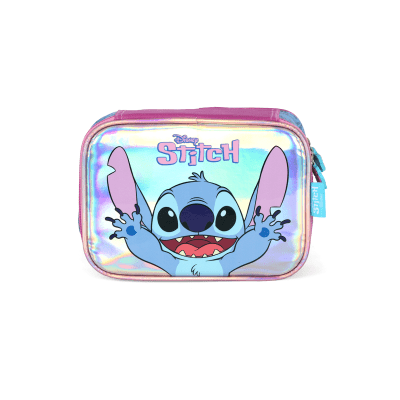 Kit Mochila Infantil Costas + Estojo Box da Lilo Stitch e Angel Roxa