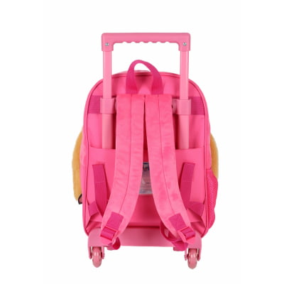 Kit Mochila Escolar Rosa Infantil Tam 14 + Lancheira Térmica Skye Patrulha Canina Em Pelúcia
