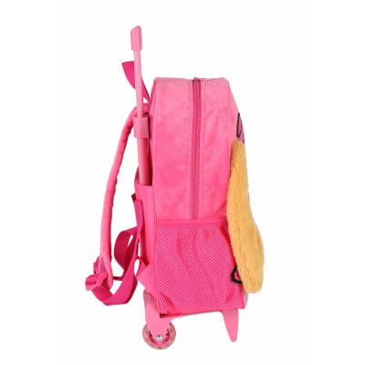 Kit Mochila Escolar Rosa Infantil Tam 14 + Lancheira Térmica Skye Patrulha Canina Em Pelúcia